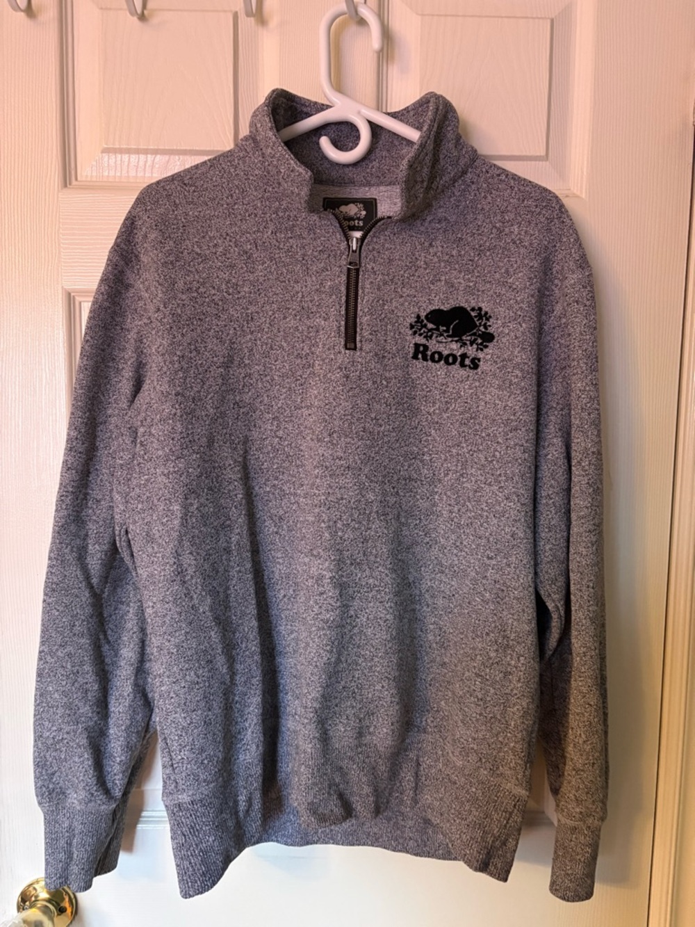 Roots Men's Heather Gray Half-Zip Pullover Sweater